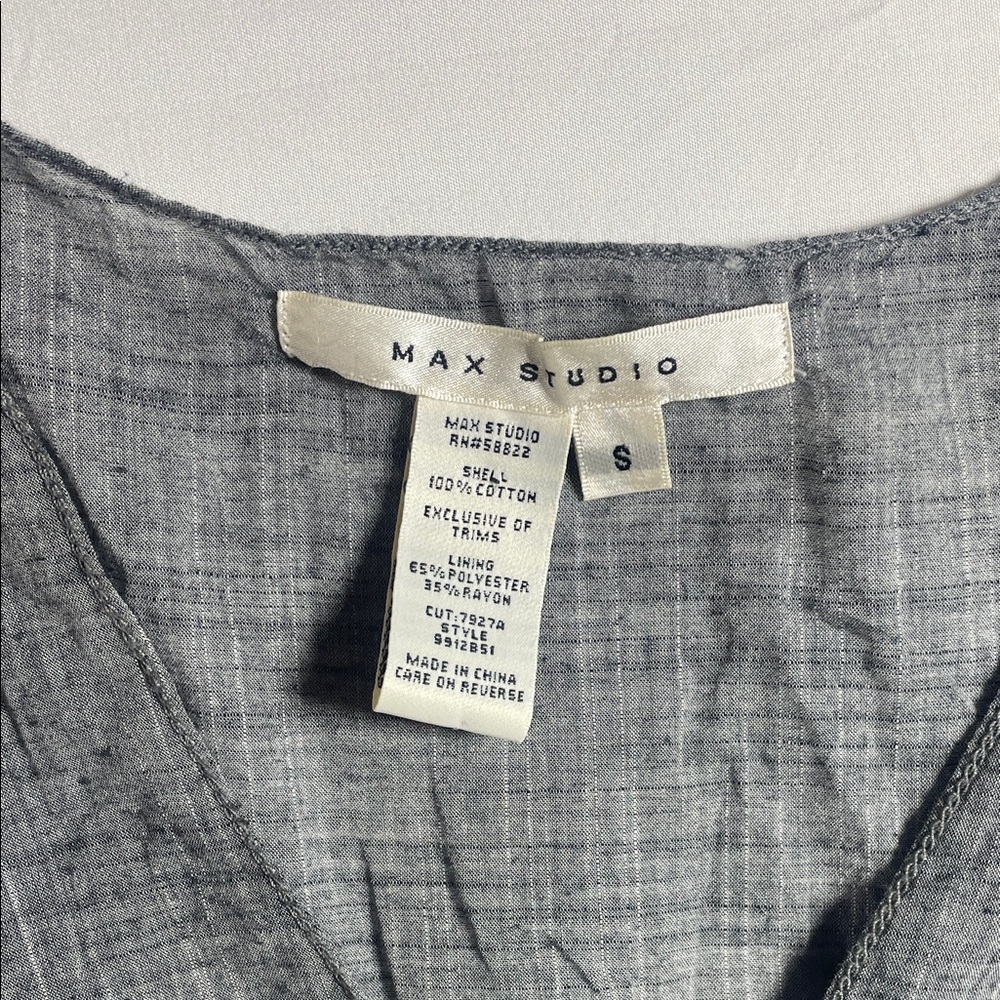 Max Studio Slate Blue-Grey Sleeveless V-Neck Mini Dress - Picture 2 of 9